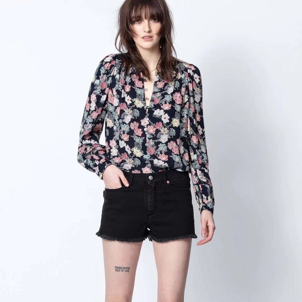 NWT Zadig & Voltaire Tiffany Flower Print Tunic Blouse 100% Viscose Size XS